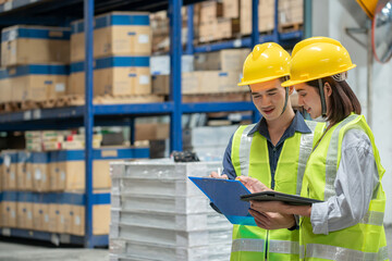 Warehouse worker working together in warehouse