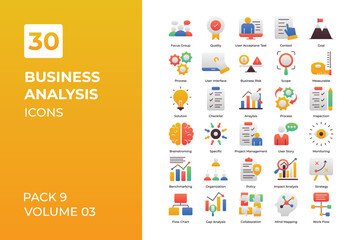 business analysis icons collection.