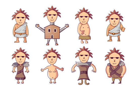 set of funny cartoon characters