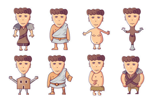 set of funny cartoon characters