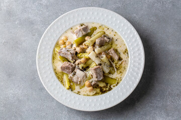Siveydiz; (Turkey - Antep Style Local Food) is an Antep dish made with fresh garlic and lamb. Turkish name; Siveydiz