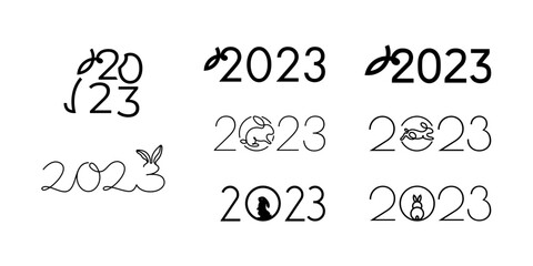 Set of 2023 number design template. Collection of 2023 Happy New Year symbols. Vector illustration for greeting card, flyers, poster.