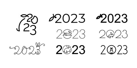 Set of 2023 number design template. Collection of 2023 Happy New Year symbols. Vector illustration for greeting card, flyers, poster.