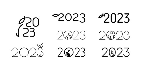 Set of 2023 number design template. Collection of 2023 Happy New Year symbols. Vector illustration for greeting card, flyers, poster.