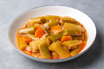 Turkish Food Leek with Olive Oil -Zeytinyagli Pirasa.