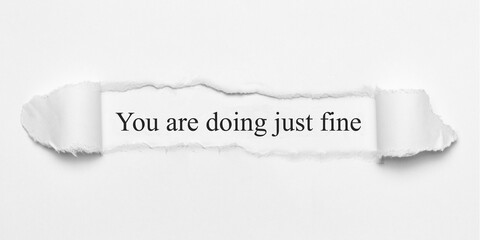 You are doing just fine