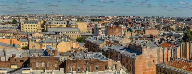 View of the city from the bell tower of the Cathedral of the Vladimir Icon of the Mother of God in St. Petersburg.