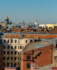 Obraz premium View of the city from the bell tower of the Cathedral of the Vladimir Icon of the Mother of God in St. Petersburg.