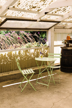 Small mettable with two chairs in vintage style