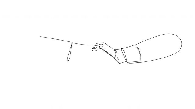 Continuous line drawing animation of handshake. Handshaking of business partners drawn by single line.