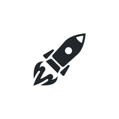 Fototapeta premium flat vector illustration isolated on white background, rocket icon, startup in business
