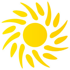 Sun icon in bright yellow color. PNG with transparent background.