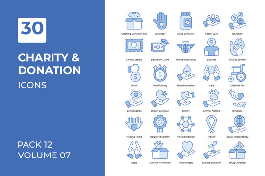 charity and donation icons collection.