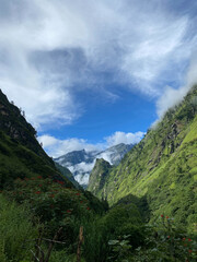 landscape with river and mountains in Nepal