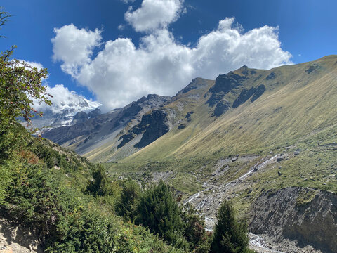 landscape in the mountains of Nepal Himalayas