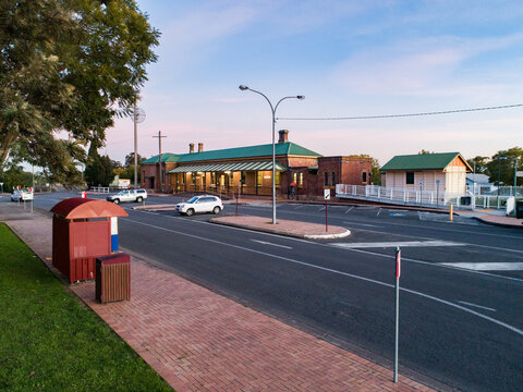 Bus shelter and train station showing public transport concept