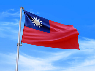 Taiwan flag waving in the wind