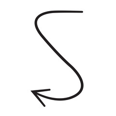 Line art arrow with black thin line. PNG with transparent background.