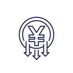 Obraz premium reduce costs icon, price reduction, line vector with yuan