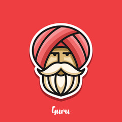 Iconic logo design featuring guru in cartoon style.