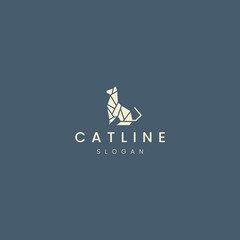 Cat line art logo icon design