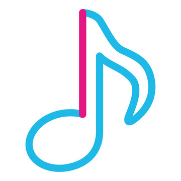 Neon color musical note icon 