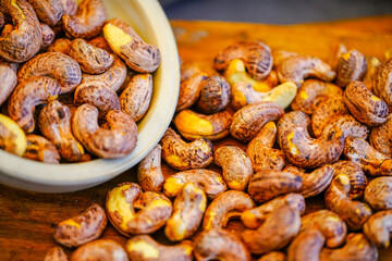 Studio shooting cashew nuts, high protein food