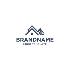 Mountain And House Logo Vector SImple modern Abstract