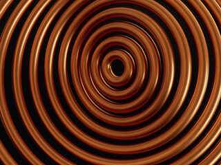 Abstract gold background with round rings. 3d rendering illustration.