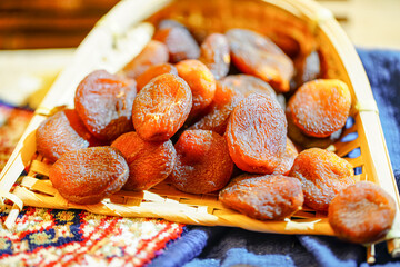 Studio shooting dried apricots, natural and healthy