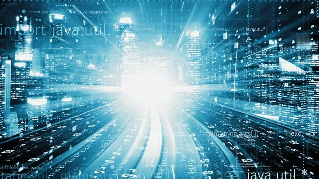 Software development, application programming code and tacit computer coding . Concept of smart digital transformation and technology disruption that changes global trends in new information era .