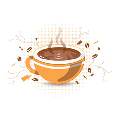 Vector illustration of hot milk coffee suitable for drinking in the morning