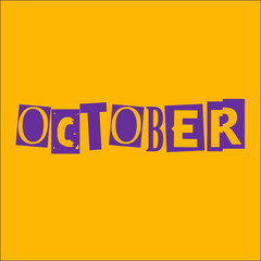 October text with retro vintage style, old