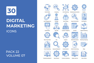 digital marketing icons collection.