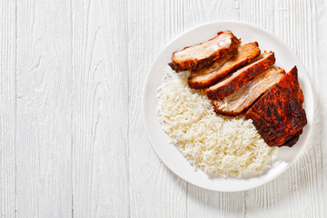 roast baby back pork meaty ribs with basmati rice