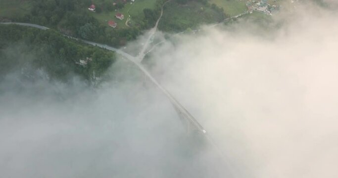 One of the most iconic bridge in the south east europe is located in Durmitor Montenegro national. Amaizing mountains is surrounding this area of Djurdjevicuv most. Landscape videography. Aerial video