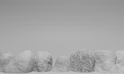 Illustration background of 3d rendered rocks isolated on white background.