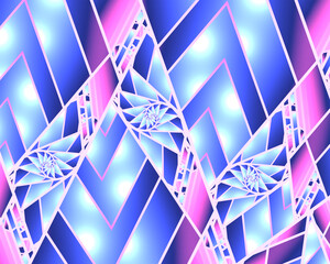 Abstract pastel pink and blue geometric fractal art background.