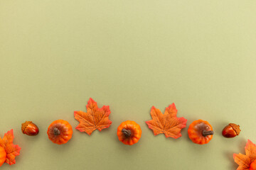 autumn collage on an khaki background with free space for your text autumn template invitation banner, maple leaves, autumnal leaves frame, autumnal leaves background