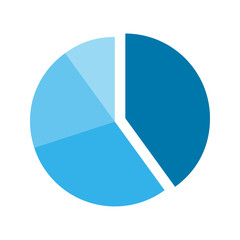 Pie chart, diagram. Blue split filled circle, no stroke, 40 % separated. Isolated png illustration, transparent background. Asset for overlay, montage, presentation. Business concept.