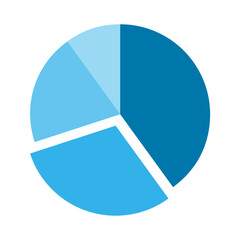 Pie chart, diagram. Blue split filled circle, no stroke, 30 % separated. Isolated png illustration, transparent background. Asset for overlay, montage, presentation. Business concept.