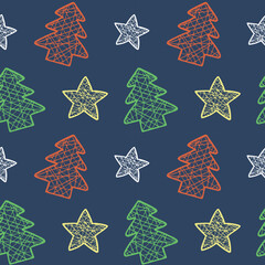 vector seamless pattern new year snowflake squirrel,star