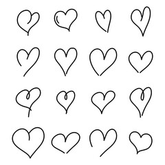 Hand drawn heart set vector icons