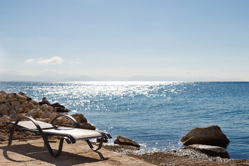 Chair on the beach near the sea. Summer vacation and vacation concept for tourism. Inspiring...