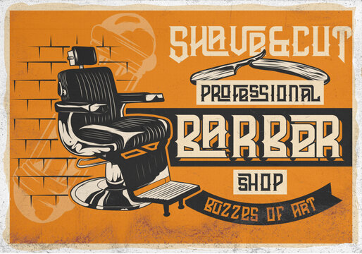 A Barbershop Poster With An Armchair