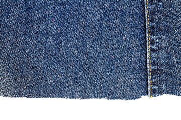 Piece of blue jeans fabric