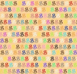 Cute multicolored seamless pattern with letter S