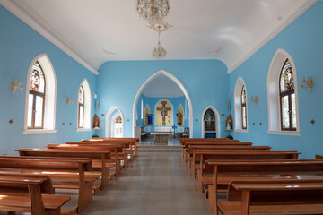 Interior of St. John the Baptist Roman Catholic Church. Samarkand, Uzbekistan