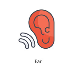 Ear Filled Outline Vector Icon Design illustration on White background. EPS 10 File