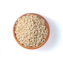 White Lentils (Urad Dal). White Lentils in Pottery on white background